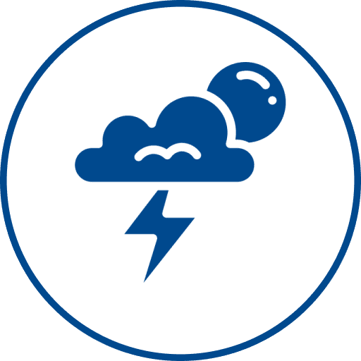 Cloud with lightning bolt icon.